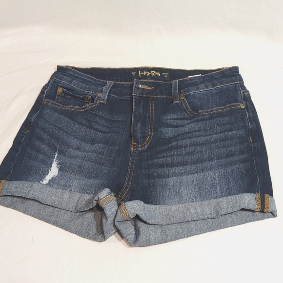 Indigo Rose Pants - Indigo Rose Denim Jean Shorts High Waist Cuffed Hem Size 11 Waist 30